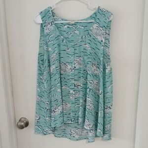 Style & Co. Teal and White Blouse